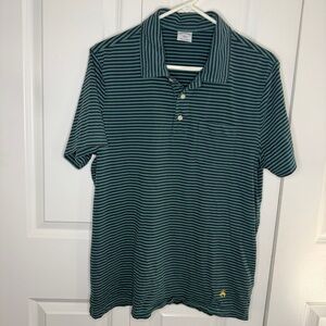 Brooks Brothers 1818 Size Large Cotton Blue And Green Striped Polo Pocket Preppy
